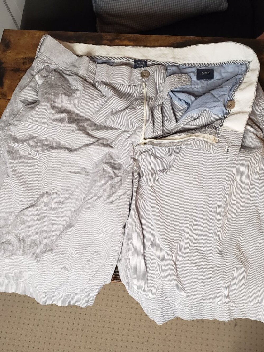 J. Crew Men's Club Shorts - Grey Pinstripe - 34W